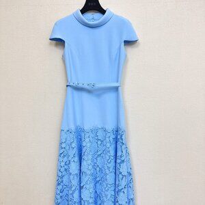 Self-Portrait Blue Lace Patchwork Long Dress
